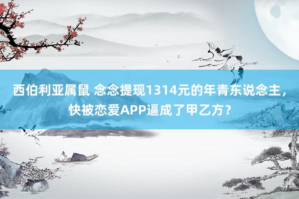 西伯利亚属鼠 念念提现1314元的年青东说念主，快被恋爱APP逼成了甲乙方？