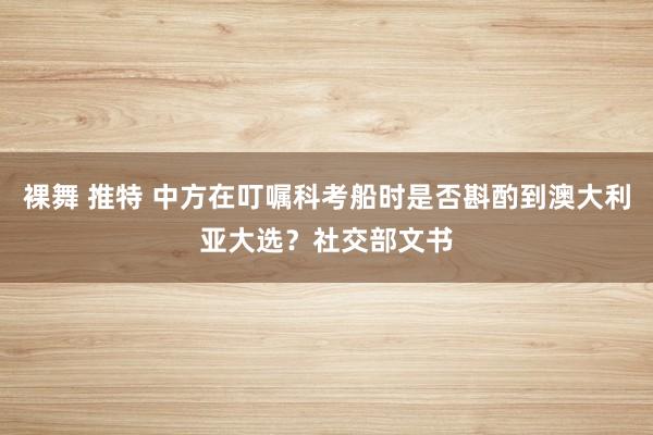 裸舞 推特 中方在叮嘱科考船时是否斟酌到澳大利亚大选？社交部文书