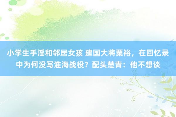小学生手淫和邻居女孩 建国大将粟裕，在回忆录中为何没写淮海战役？配头楚青：他不想谈