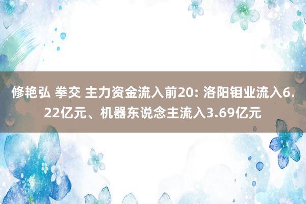 修艳弘 拳交 主力资金流入前20: 洛阳钼业流入6.22亿元、机器东说念主流入3.69亿元