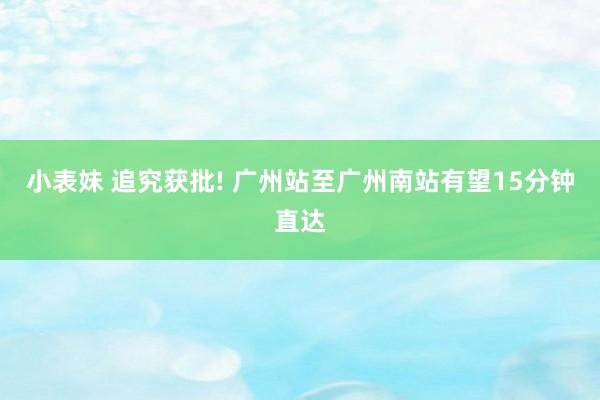 小表妹 追究获批! 广州站至广州南站有望15分钟直达