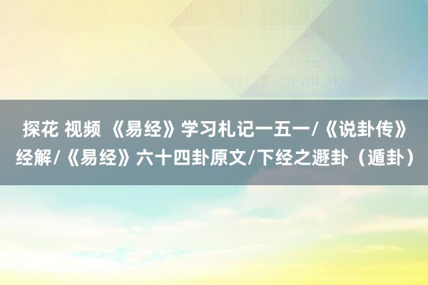 探花 视频 《易经》学习札记一五一/《说卦传》经解/《易经》六十四卦原文/下经之遯卦（遁卦）