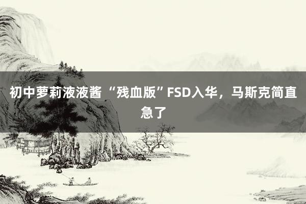 初中萝莉液液酱 “残血版”FSD入华，马斯克简直急了